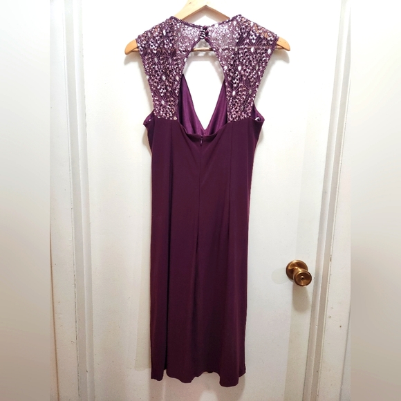 One By Eight Women's Cocktail Dress Wine Metallic Sleeveless Size 14 - Picture 3 of 8